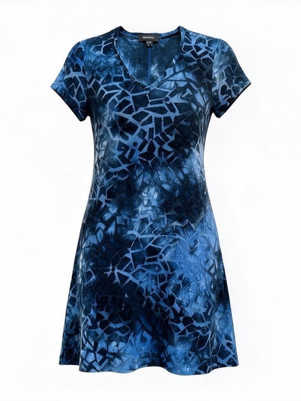 Karen Kane Blue & Navy Abstract V-Neck Midi Dress